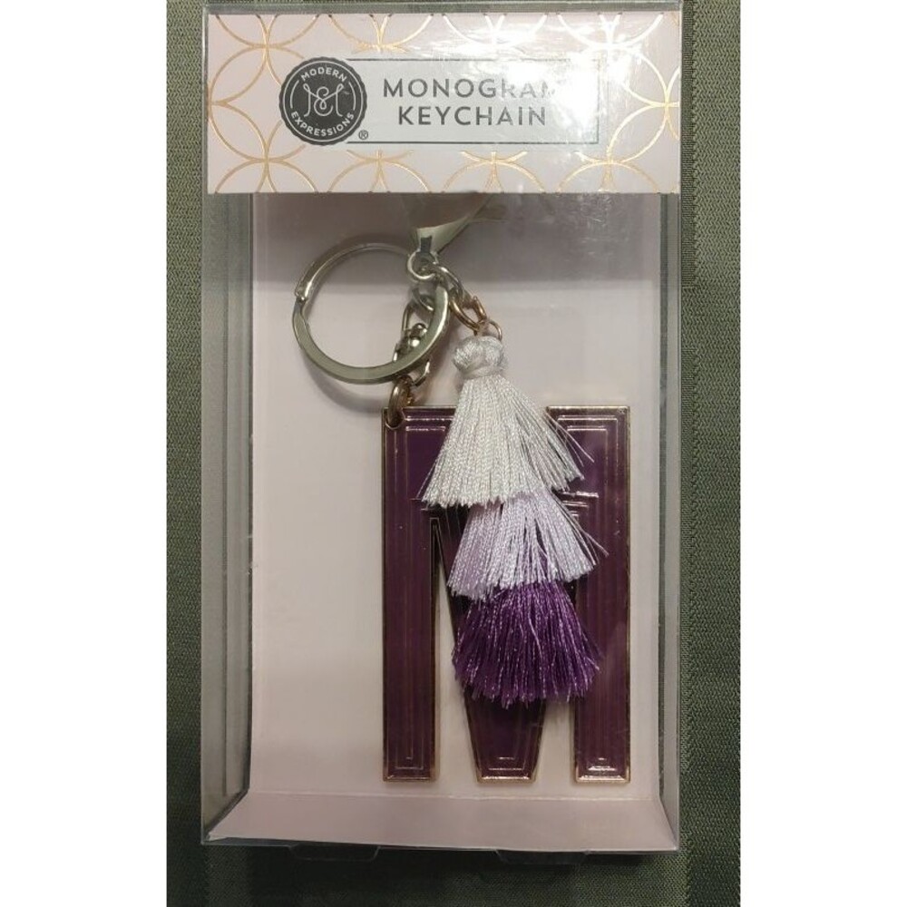 New Sealed Monogram Keychain Purple Letter M with Tassel Keychain Keyring